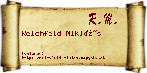 Reichfeld Miklós névjegykártya
